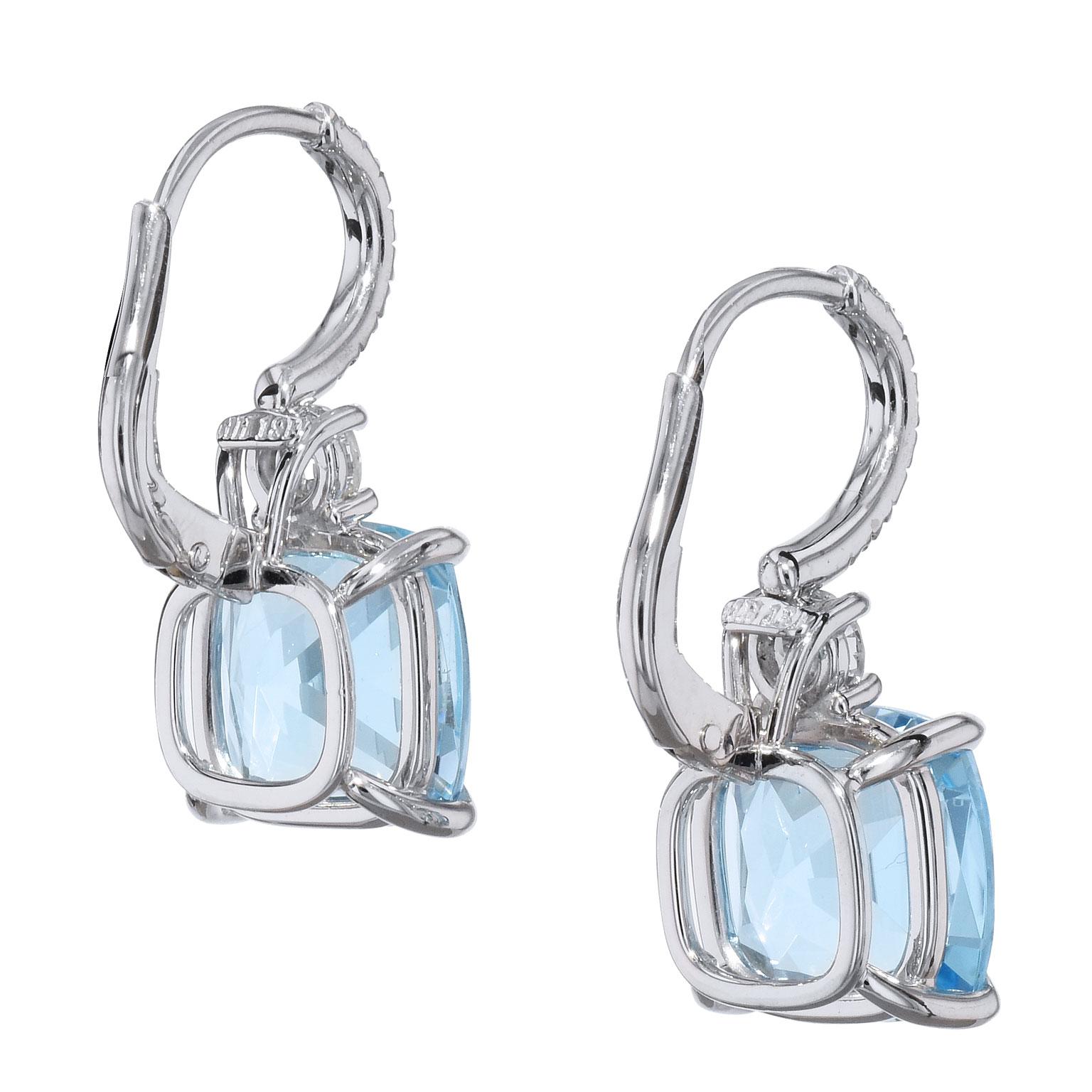 Handmade Cushion Cut Sky Blue Topaz with Diamond Pave Lever Back Earrings

These are the most lovely handmade cushion cut Sky Blue Topaz earrings. These beautiful sky blue topaz earrings have a total weight of 8.88 carats. 

The blue topaz are set