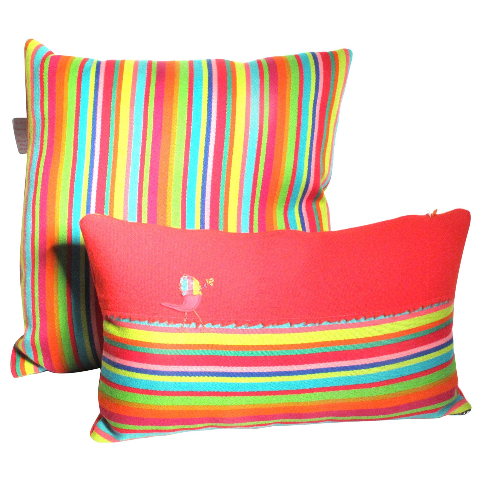 Handmade Cushions, Fabric Designed Alexander Girard for Maharan For Sale
