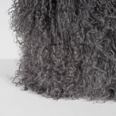 Handmade Custom Mongolian Lamb Pillow in Slate Gray with Cashmere Wool Backing