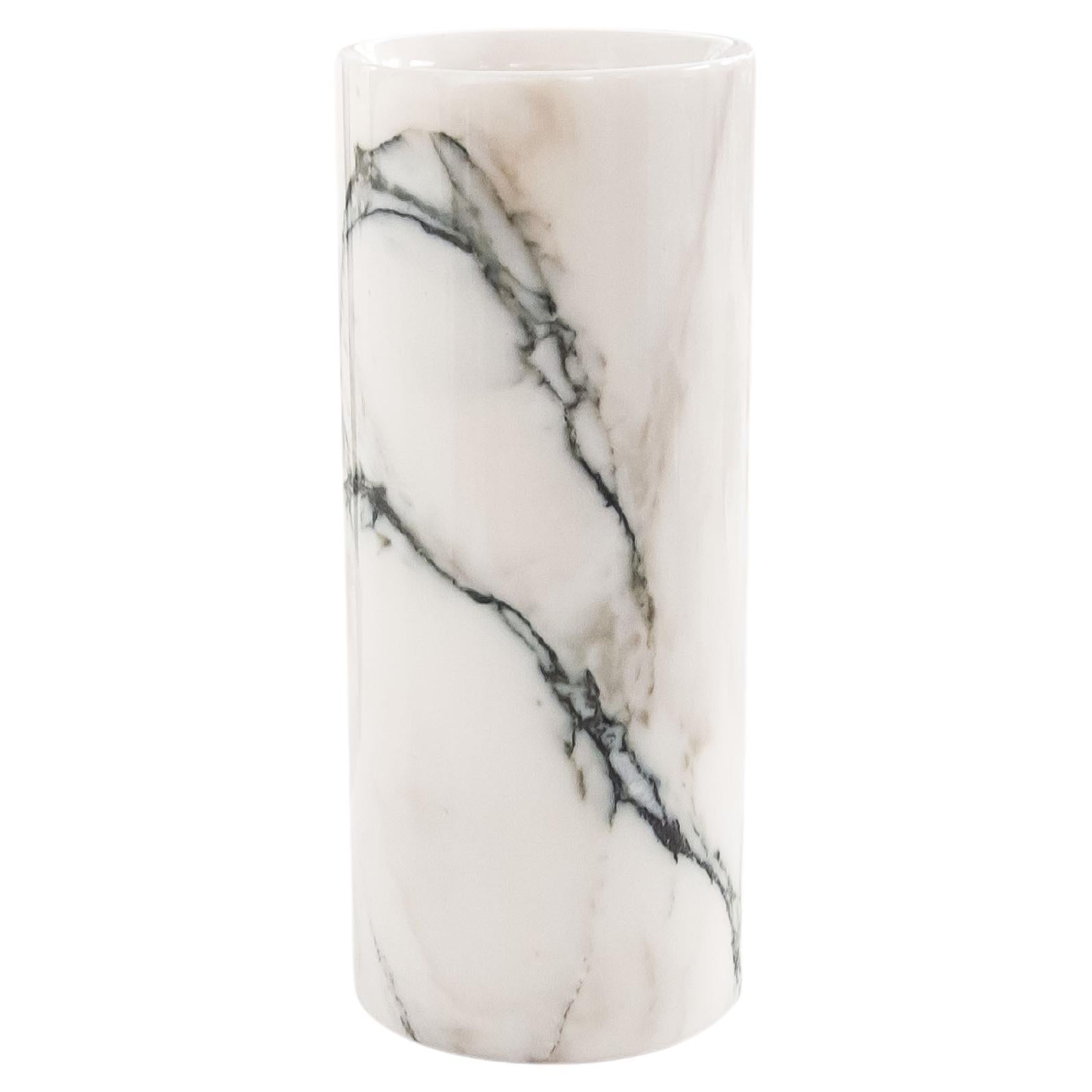 Handmade Cylindrical Paonazzo Marble Vase