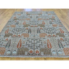 Handmade Cypress and Willow Tree Design Peshawar Oriental Rug