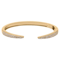 Pulsera de brazalete con pavé de diamantes SI/HI hecha a mano 14k Oro Amarillo