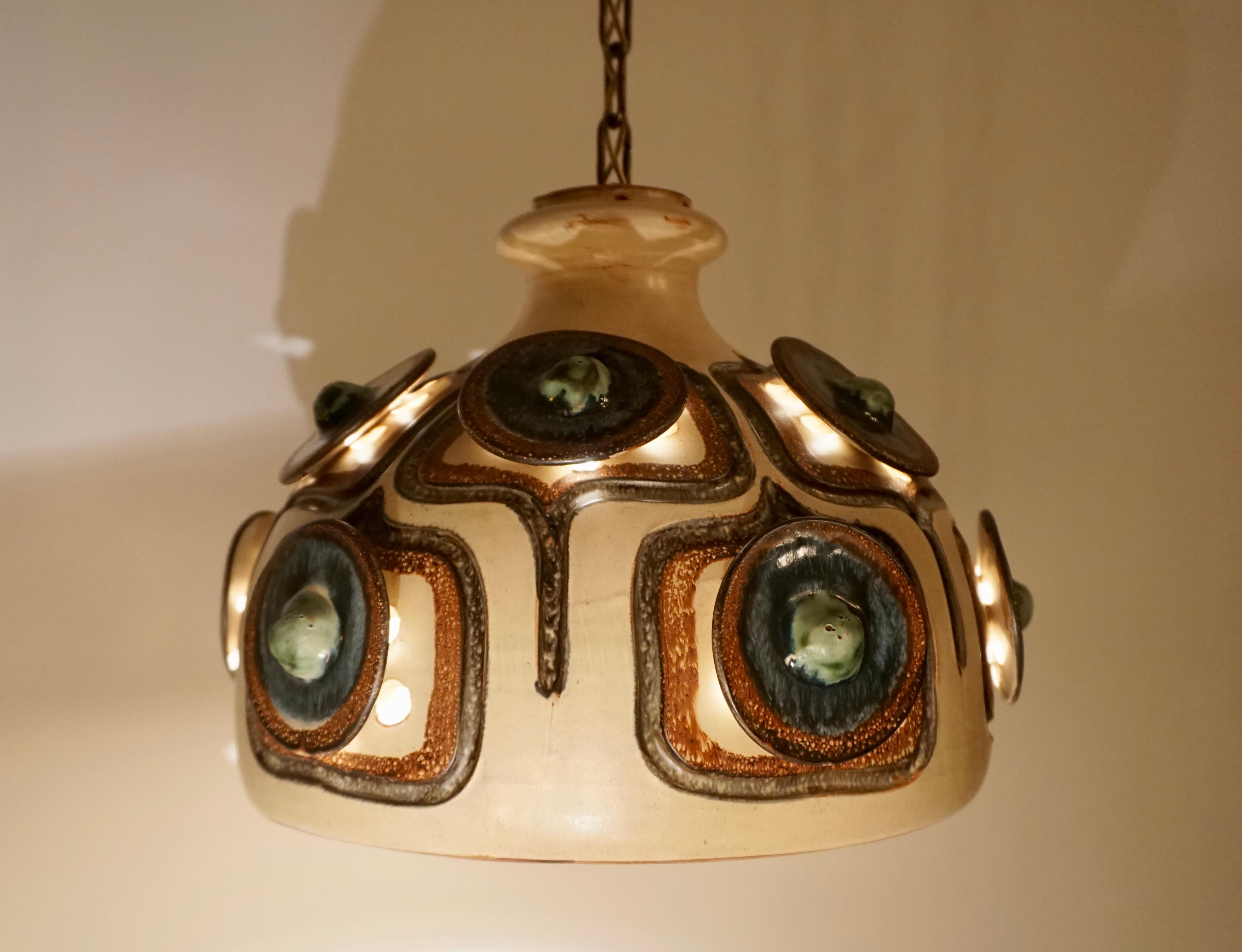 Handmade Danish Ceramic Pendant Light by Jette Hellerøe for Axella, 1970s 10