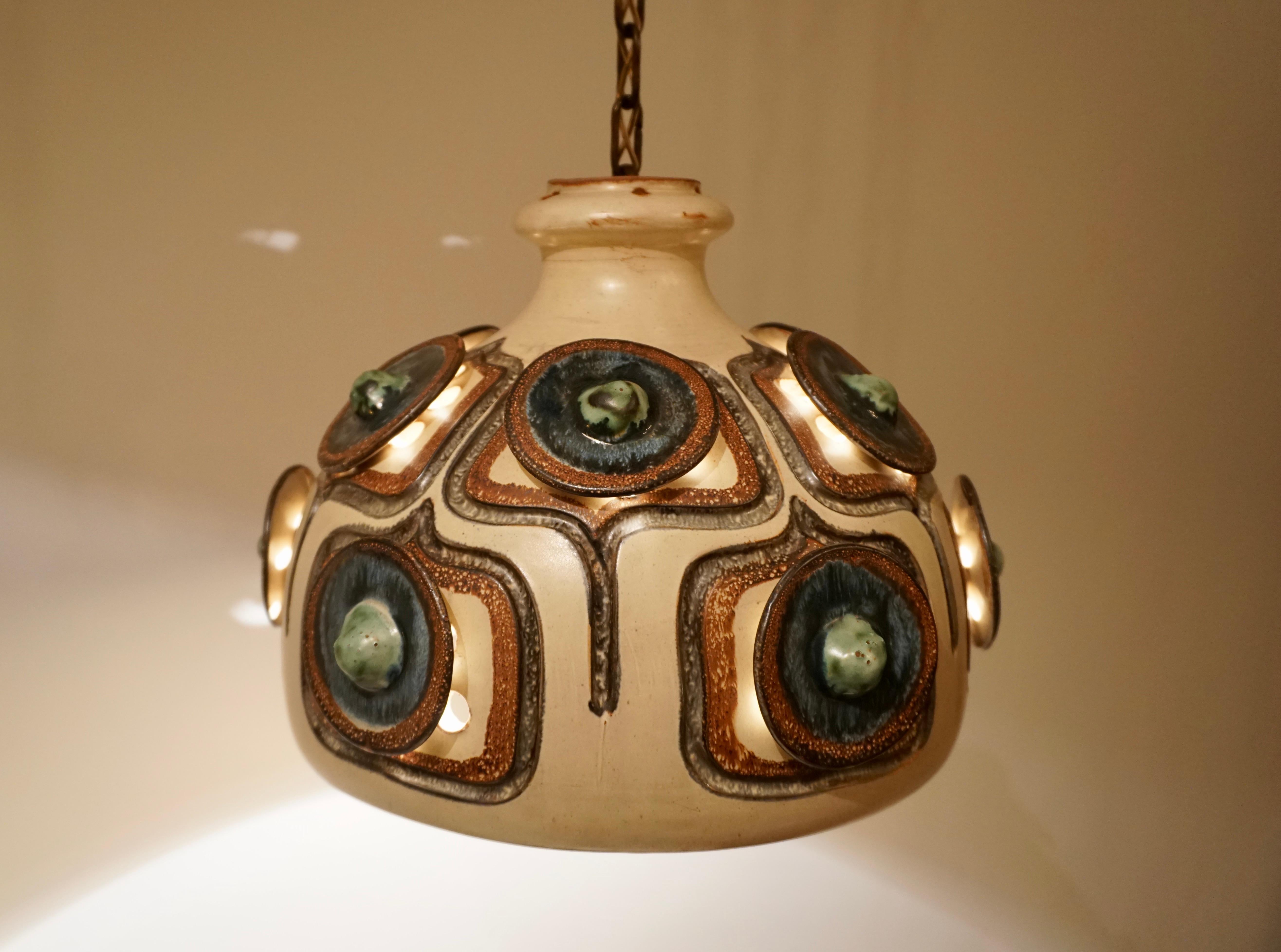 Handmade Danish Ceramic Pendant Light by Jette Hellerøe for Axella, 1970s 11