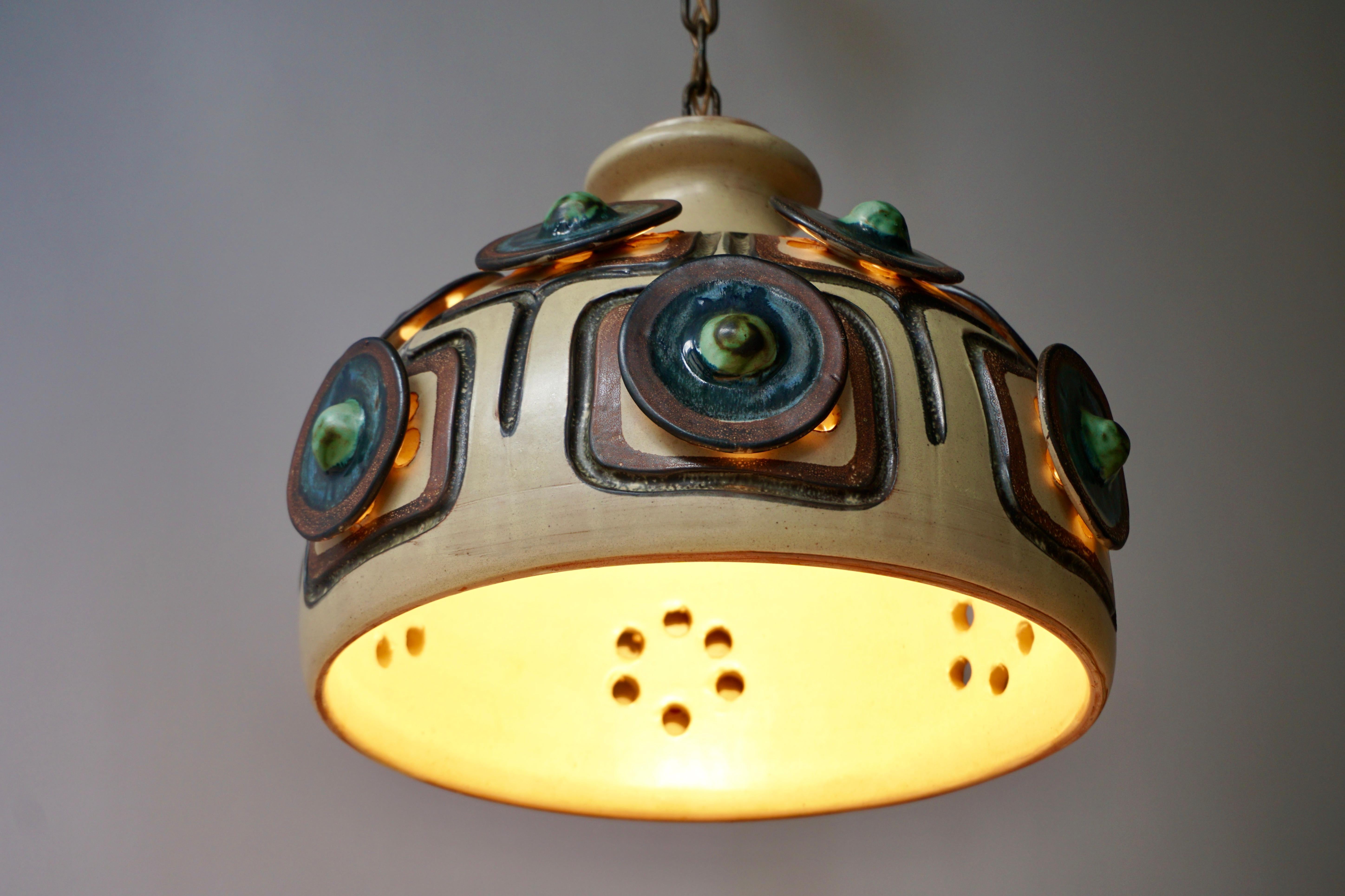 20th Century Handmade Danish Ceramic Pendant Light by Jette Hellerøe for Axella, 1970s