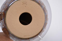 Handmade Danish Mid-Century Modern Stoneware Lamp with Graphic Pattern by Soholm