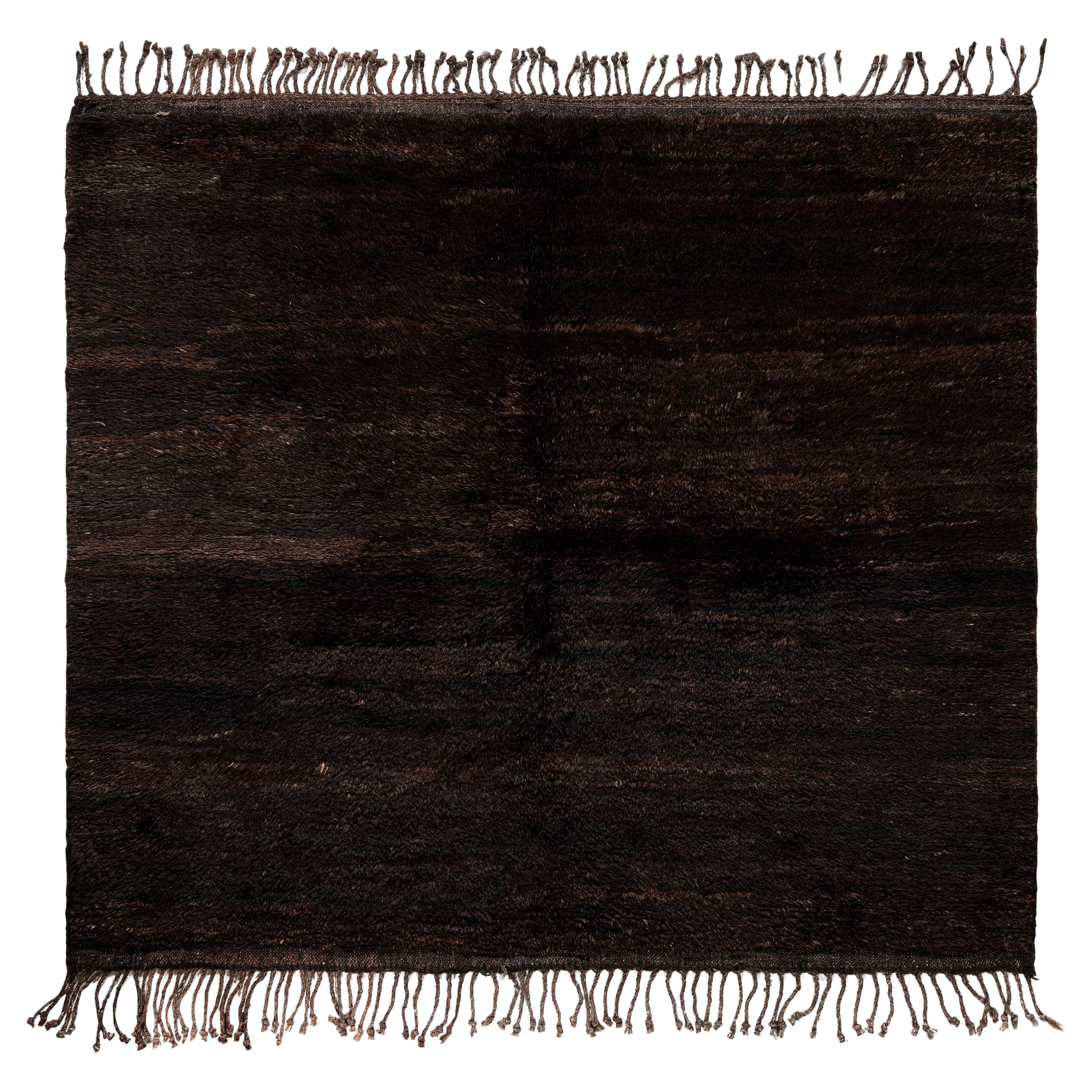 Handmade Dark Brown Moroccan Wool Rug – Contemporary Berber Design