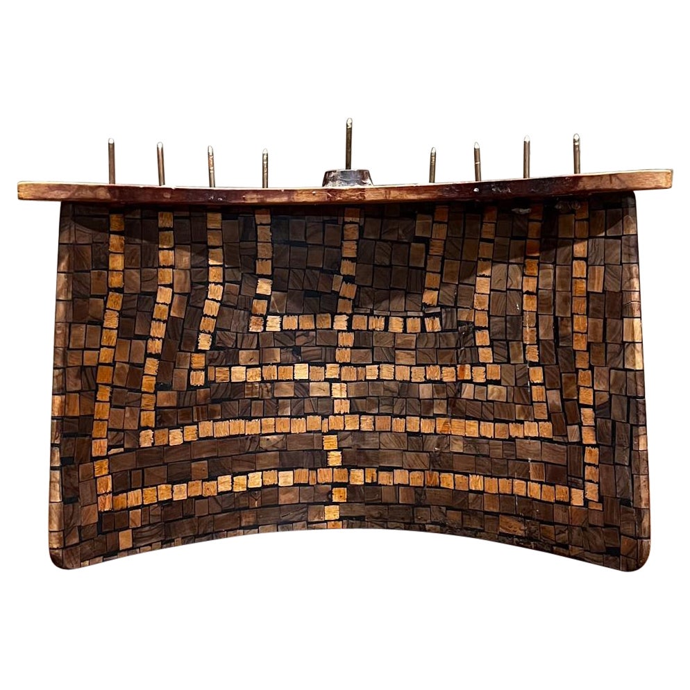 Handmade David Menorah Wood and Brass Modernist Design Jerusalem Israel