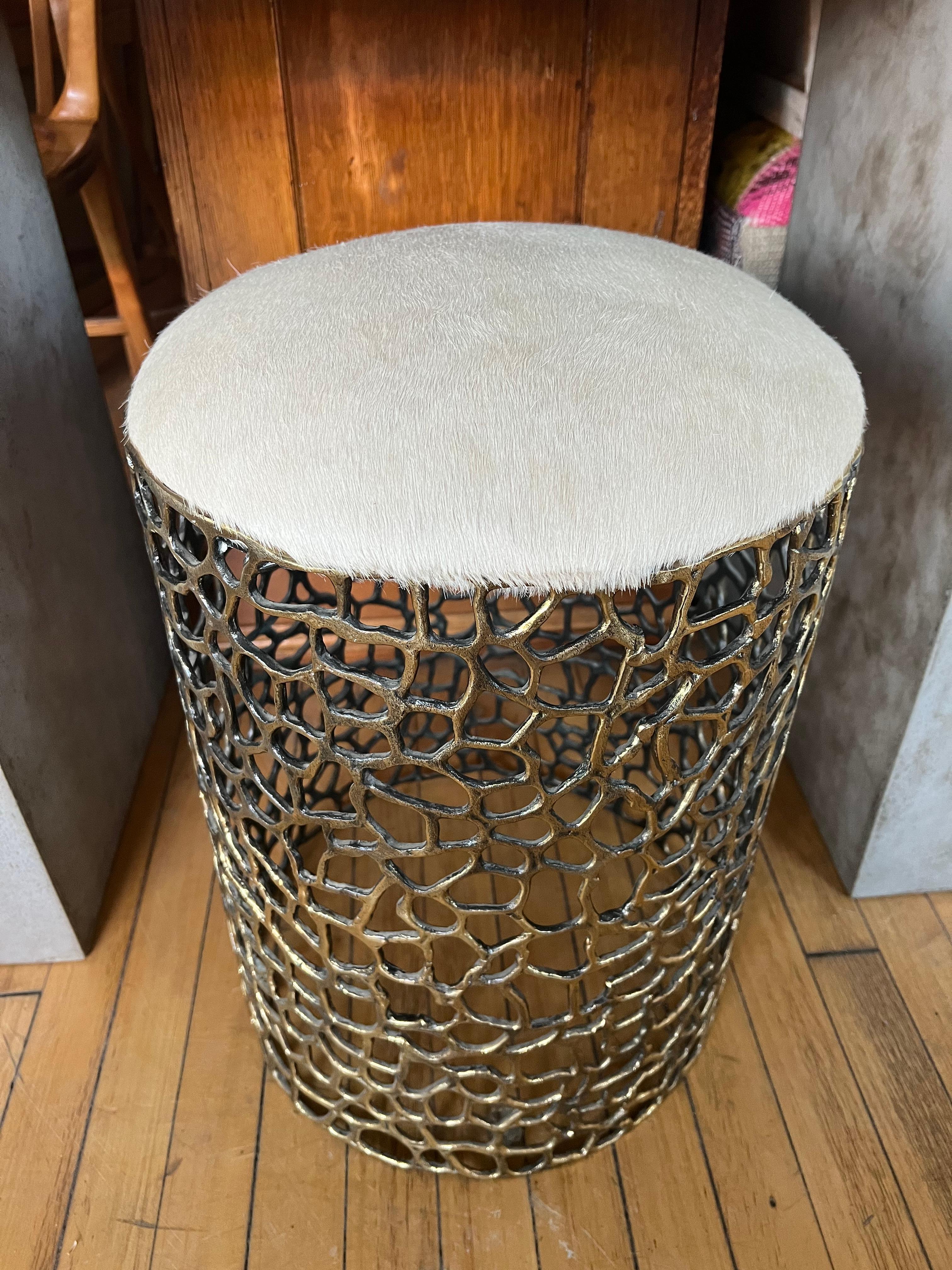 Modern Handmade Decorative Brass Stool For Sale