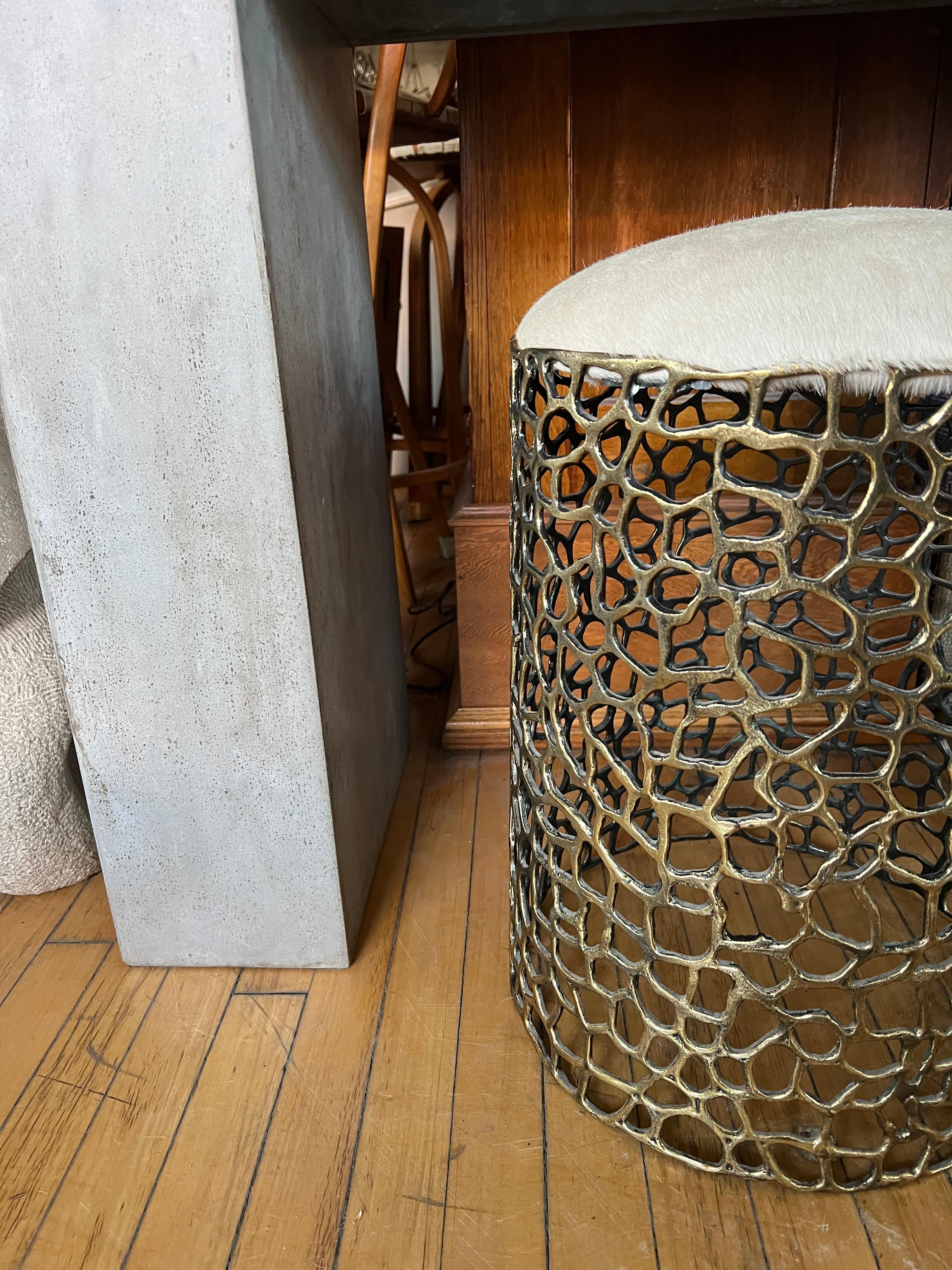 American Handmade Decorative Brass Stool For Sale
