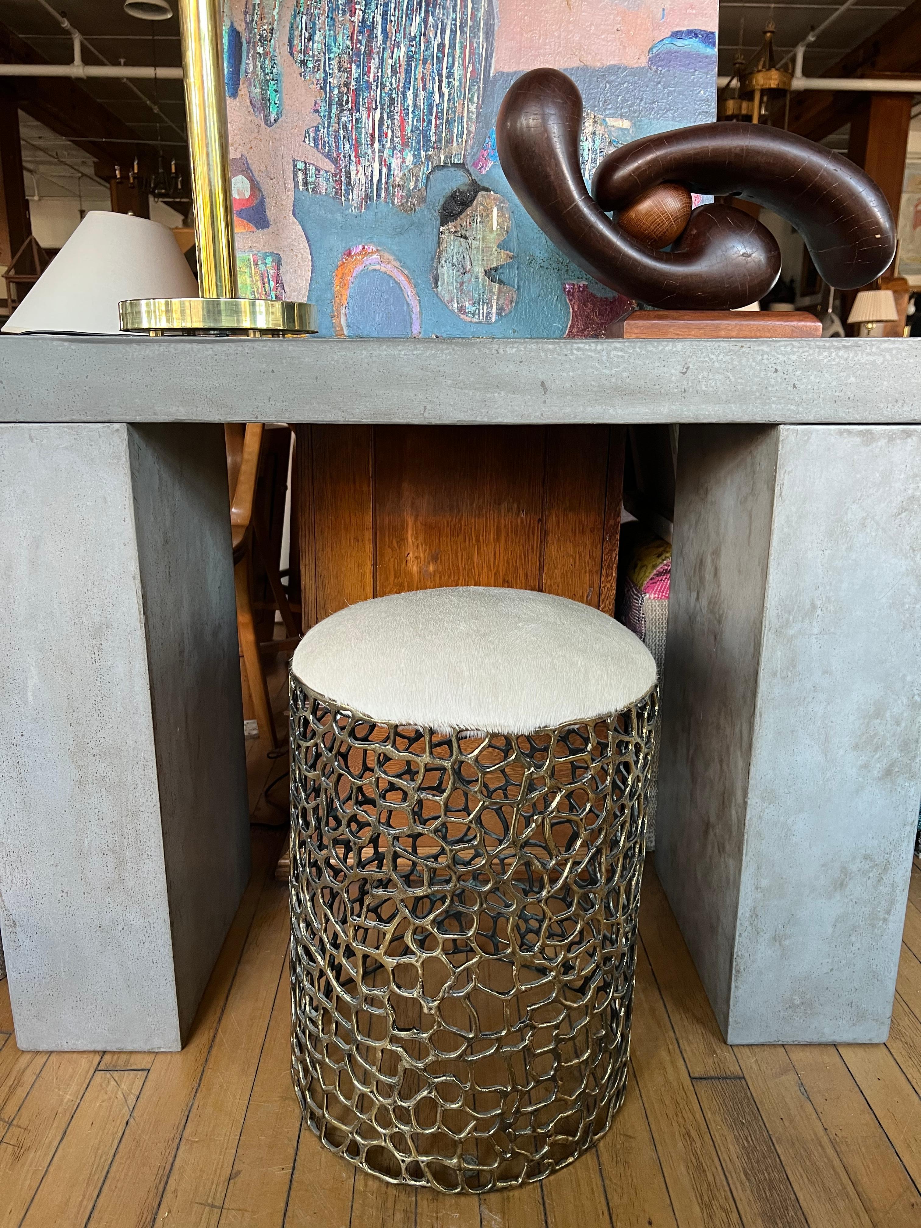 Handmade Decorative Brass Stool In Excellent Condition For Sale In Chicago, IL