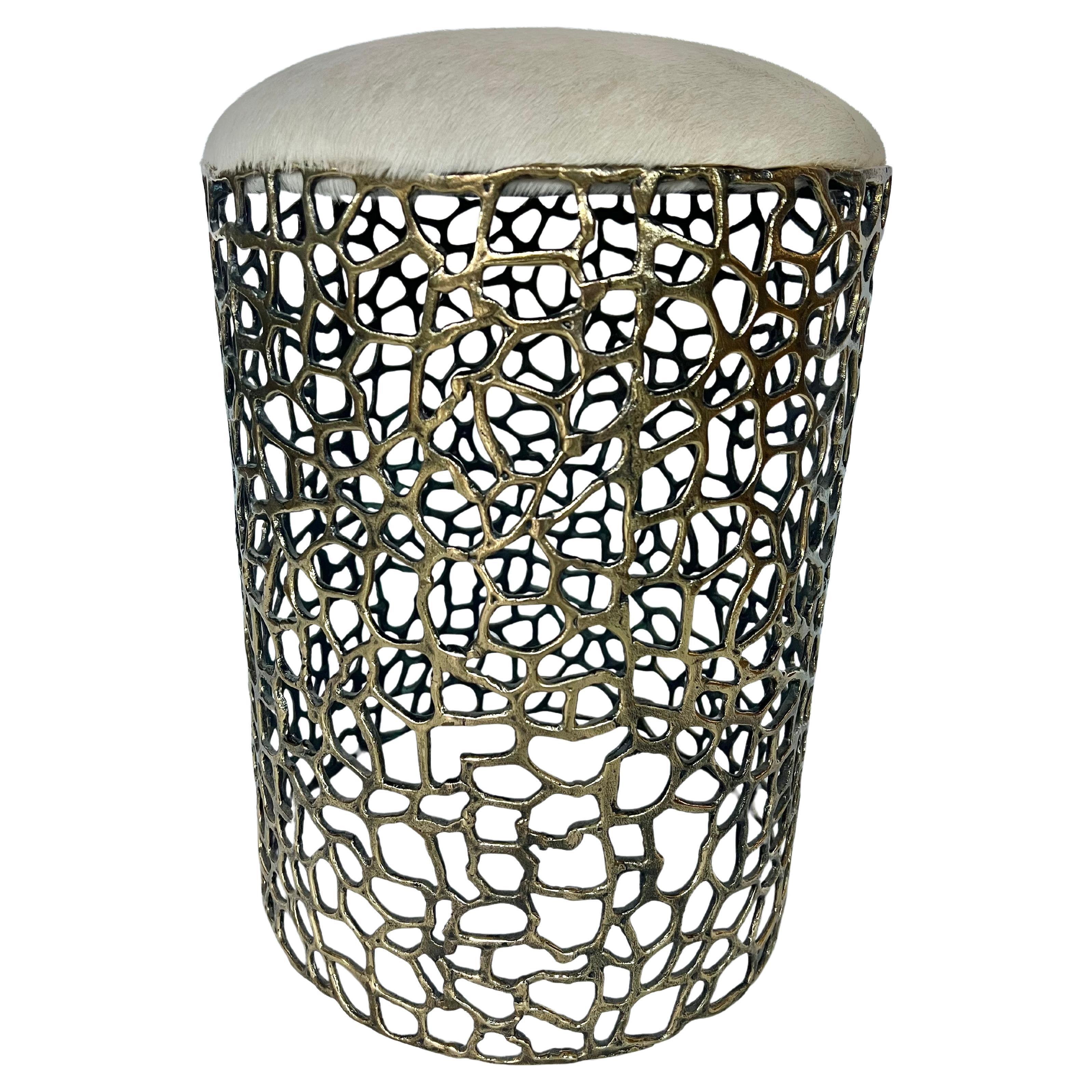 Handmade Decorative Brass Stool For Sale