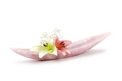 Bol décoratif Sculpture abstraite en marbre quartz rose massif sculpté à la main