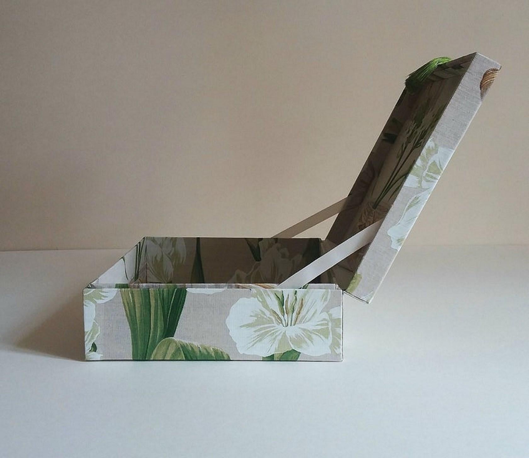 Handmade Decorative Storage Box for Scarves Linen Fabric by Manuel Canovas 2