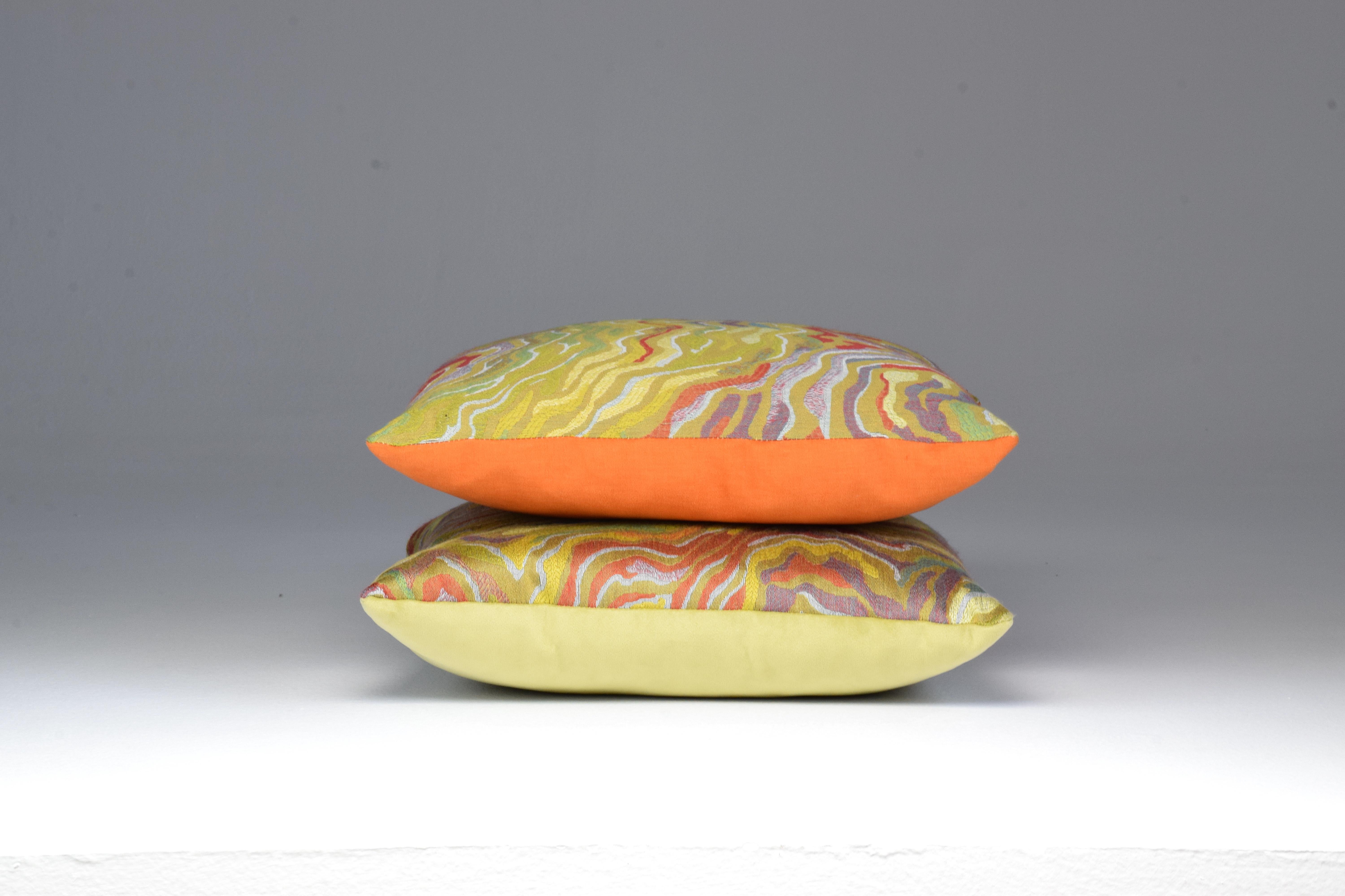 Embossed Handmade Designer Contemporary Linen Colorful Pillow