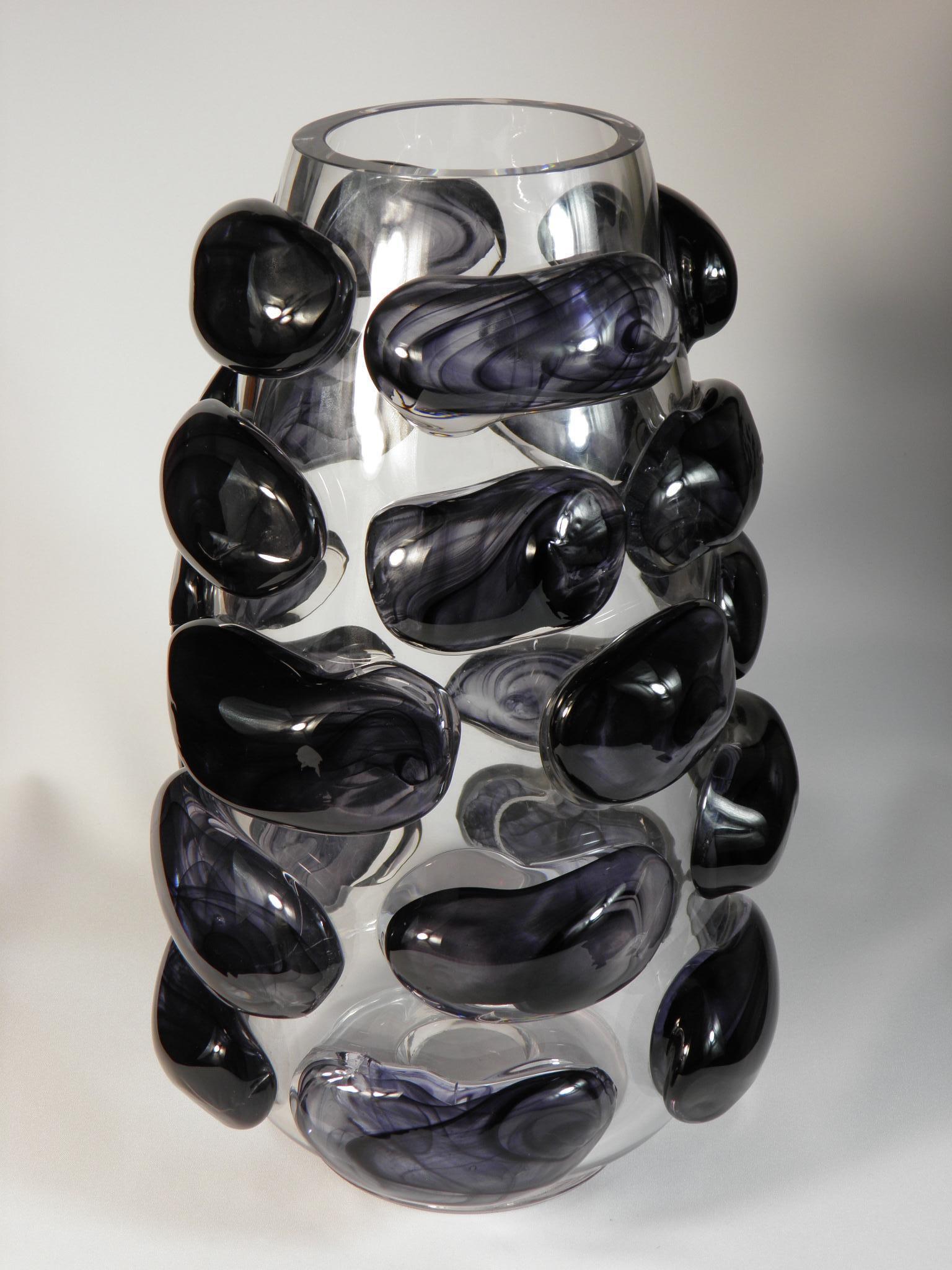 Czech Handmade Designer Vase, Author's Work, Bohemian Glass For Sale