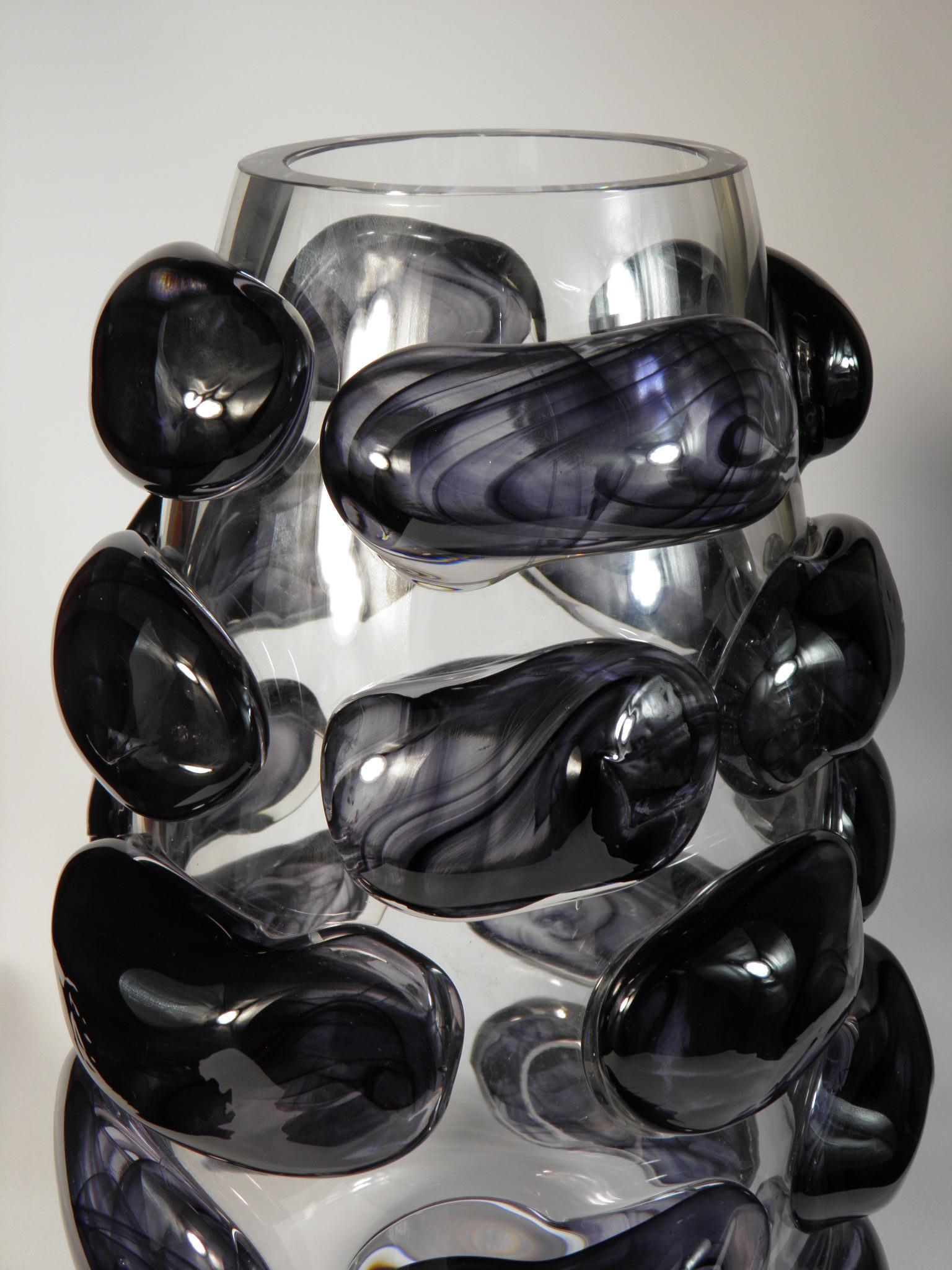 Contemporary Handmade Designer Vase, Author's Work, Bohemian Glass For Sale