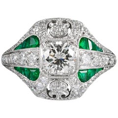 Handmade Diamond and Emerald “Navette” Ring