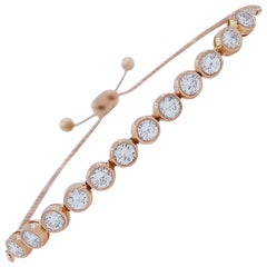 Handmade Diamond Bezel Set Link Bracelet in 14 Karat Rose Gold 2.02 Carat