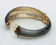 Handmade Diamond Bracelet 14k Gold & 925 Silver Victorian Style