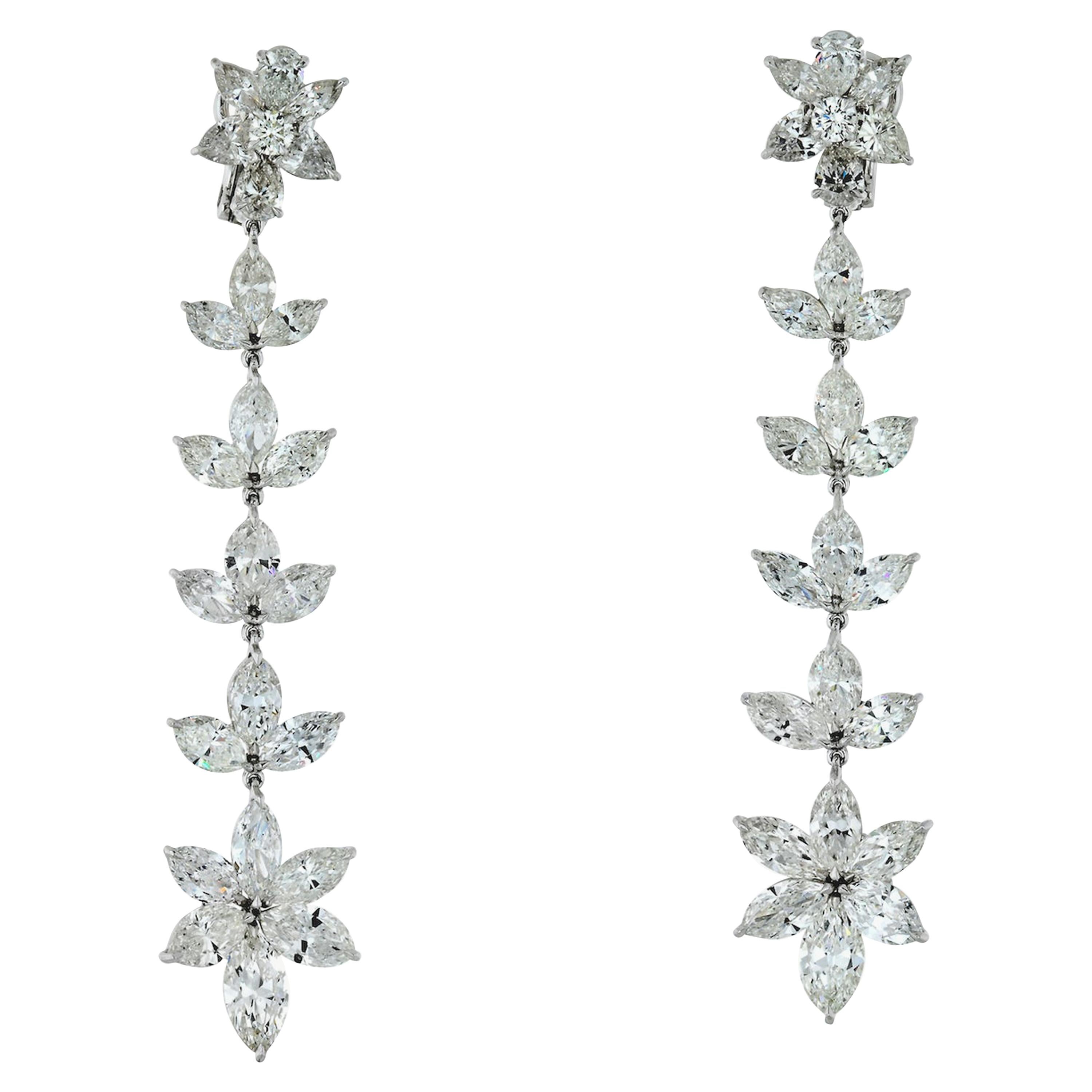 Handmade Diamond Drop 22.12 Carat Diamond Earrings