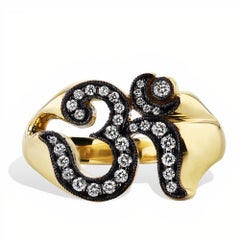 Handmade Diamond OM Ring 18 Karat Gold