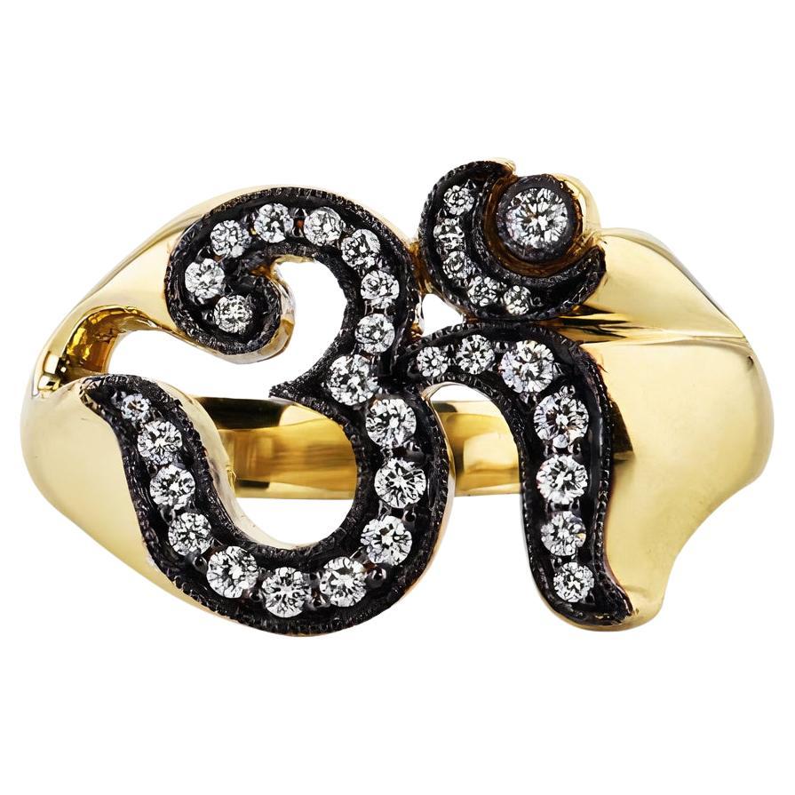 Handmade Diamond OM Ring 18 Karat Gold