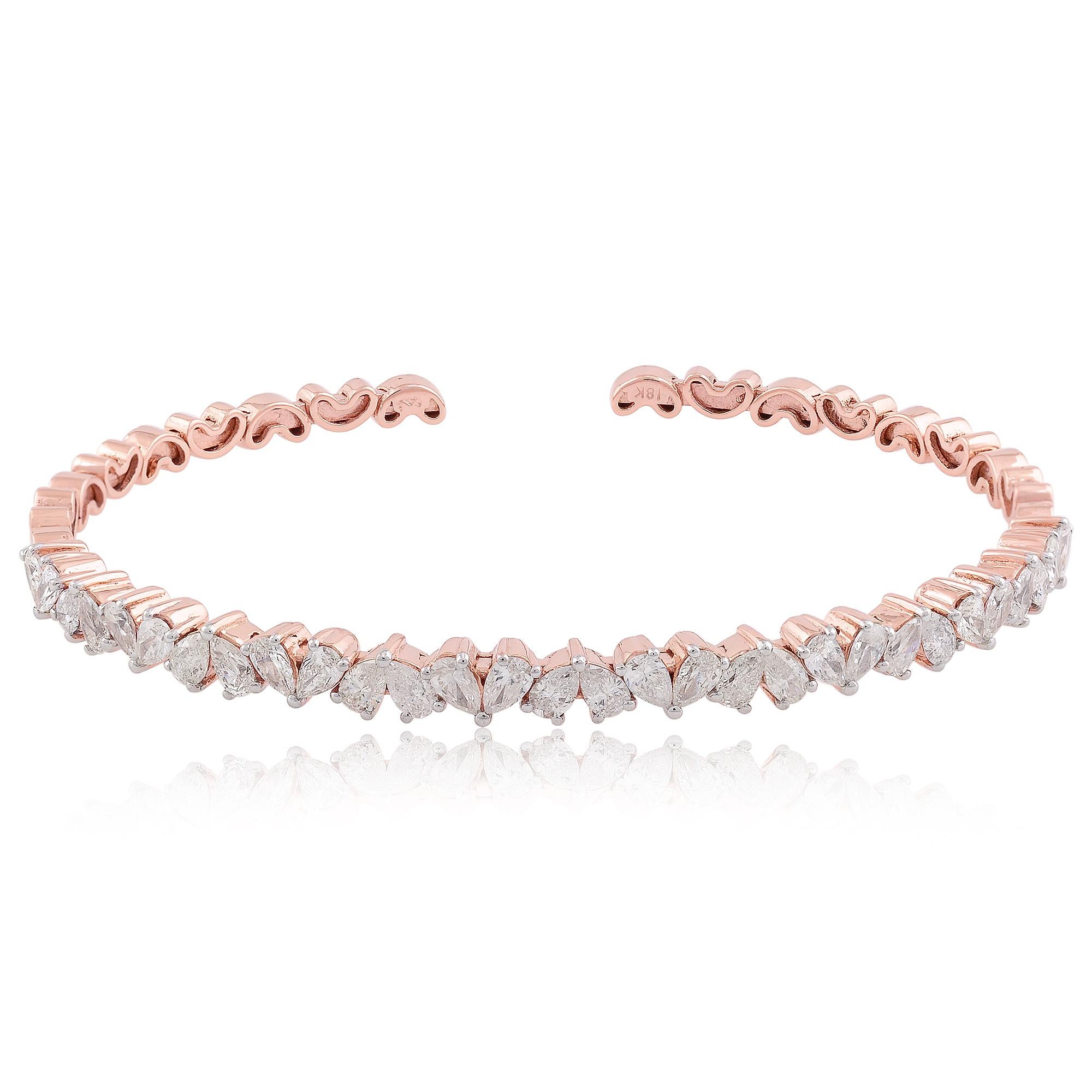 De las mujeres Diamante hecho a mano Claridad SI Color HI Brazalete de oro rosa de 18 quilates Joyas en venta