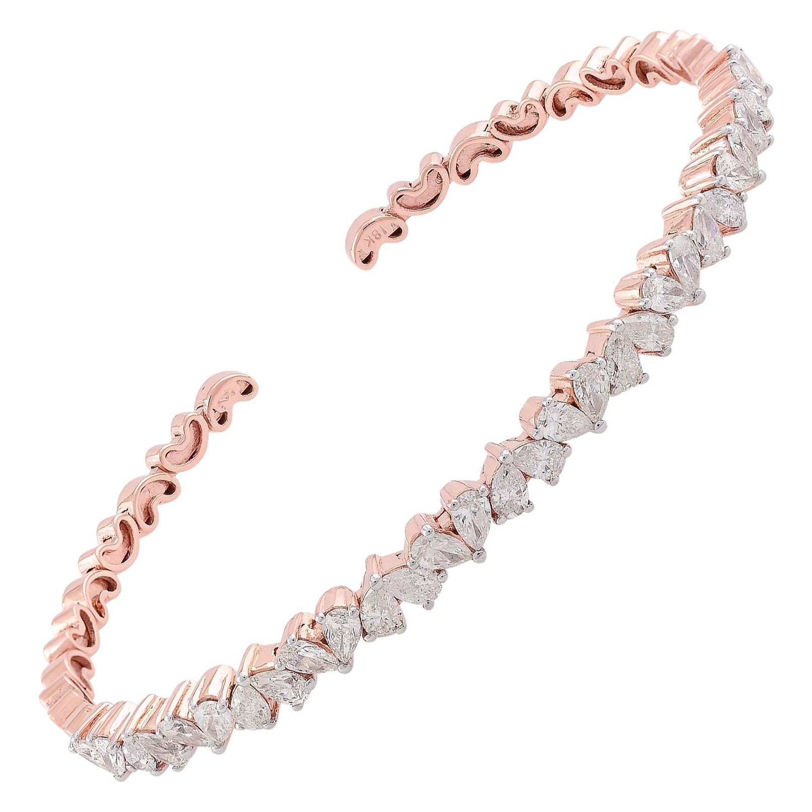 Bracciale fatto a mano con diamanti SI Clarity HI Color Gioielli in oro rosa 18 carati