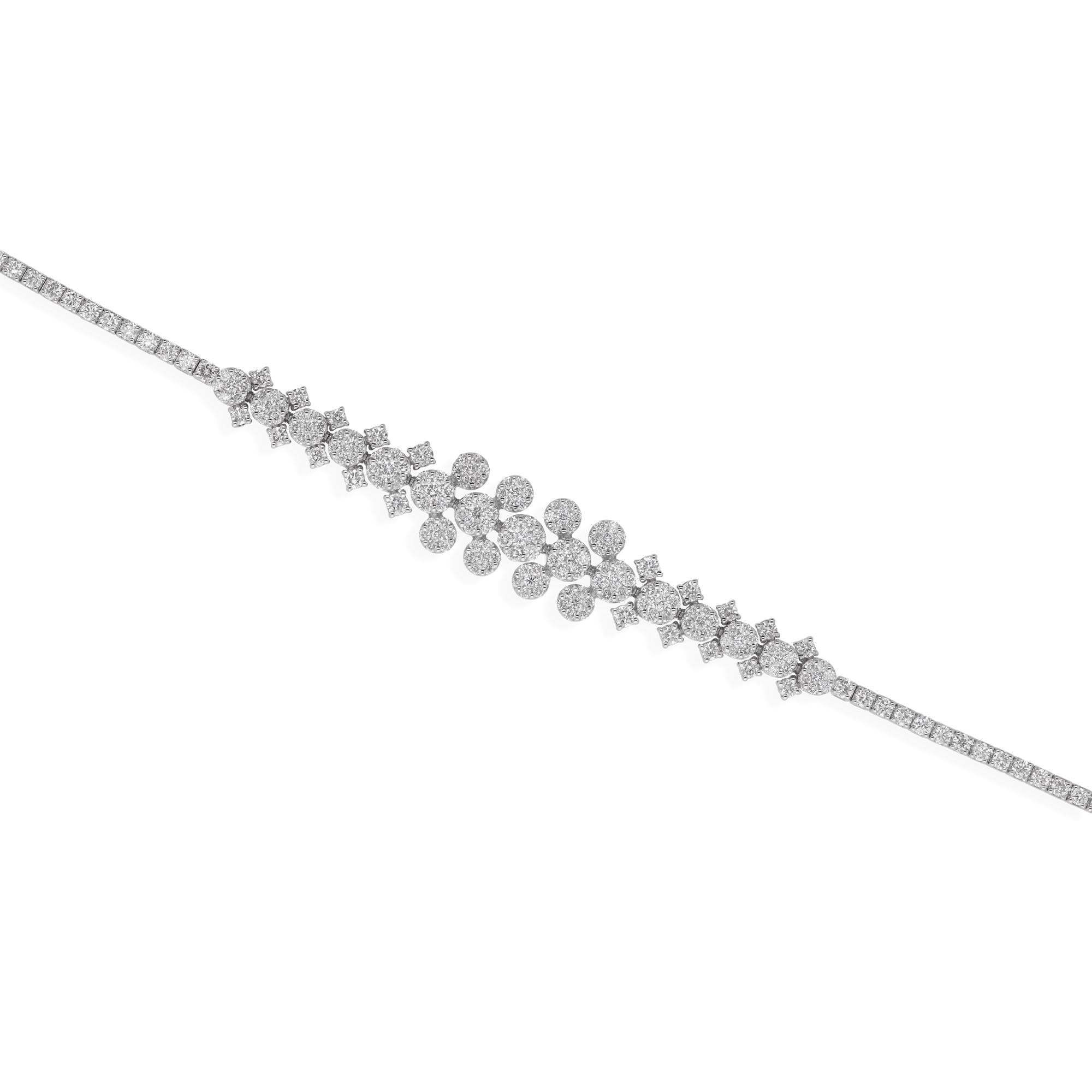 Bracelet en or blanc composé de diamants SI Clarity HI Color Fine Jewelry Pour femmes en vente