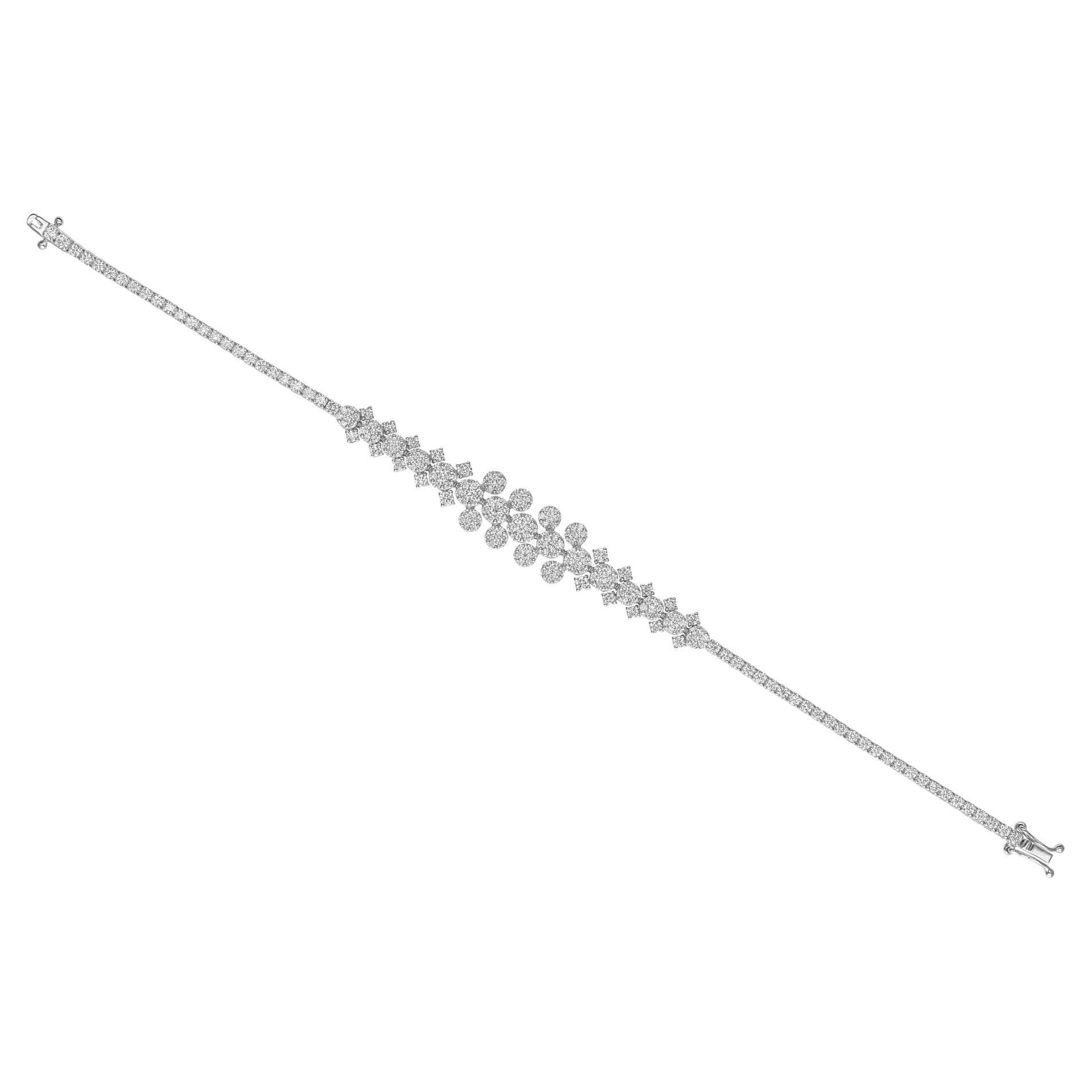 Bracelet en or blanc composé de diamants SI Clarity HI Color Fine Jewelry