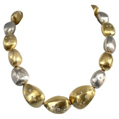 Handmade Diamond-Studded "Seed Pod" Necklace in 18k White and Yellow Gold