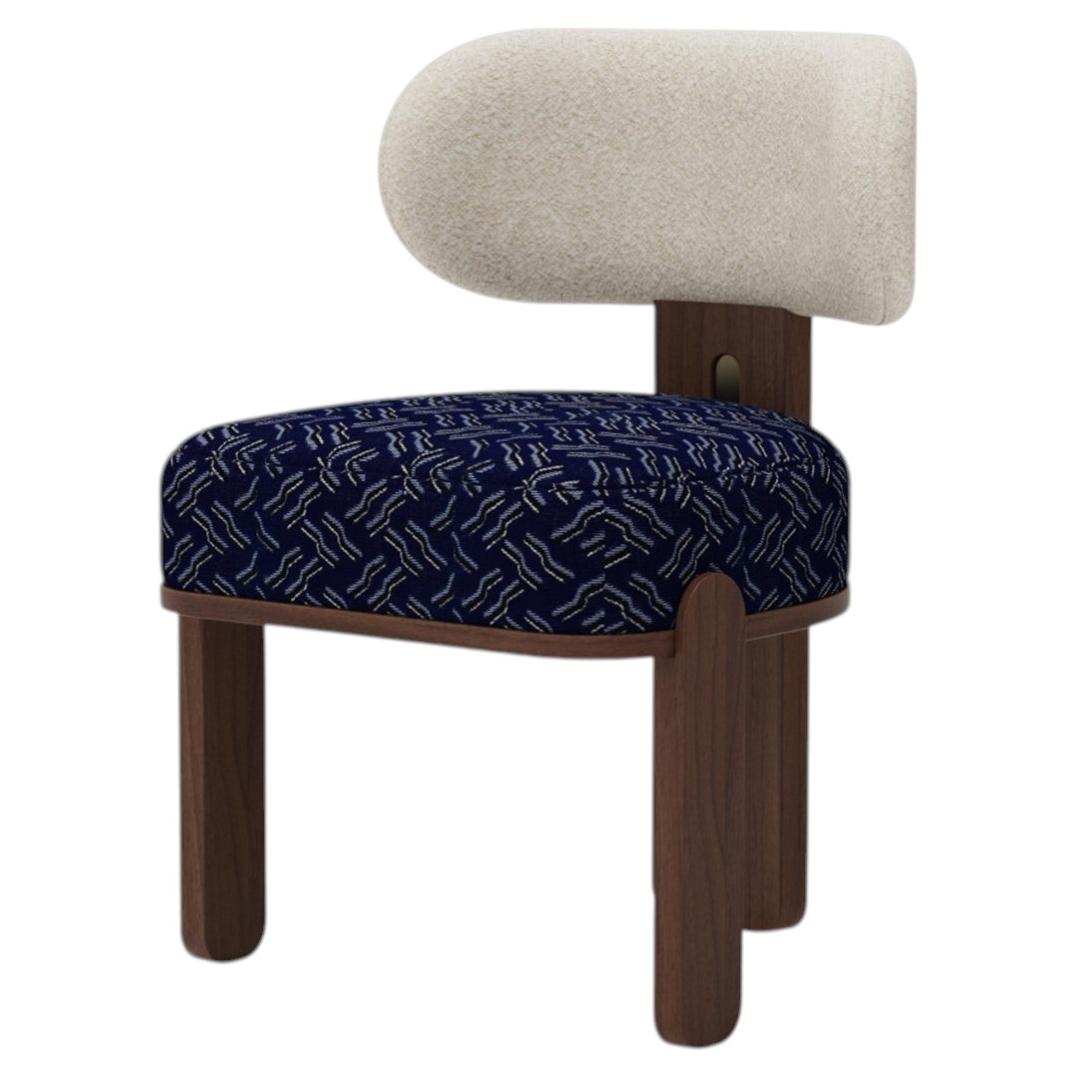 Handmade Diane Dining Chair in Bouclé Fabric with Walnut Wood Base