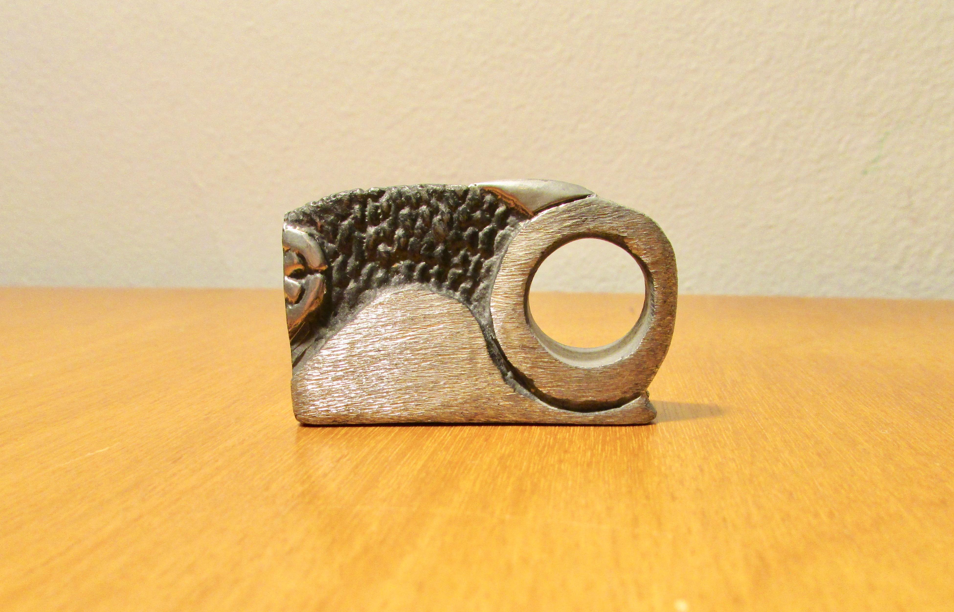 Handmade Diminutive Metal Owl Sculpture For Sale 2