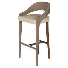 Handmade Dini Bar Chair in Walnut with Velvet and Polished Brass by Nolita Harbo