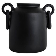 Handmade Double Ring Black Resin Vase