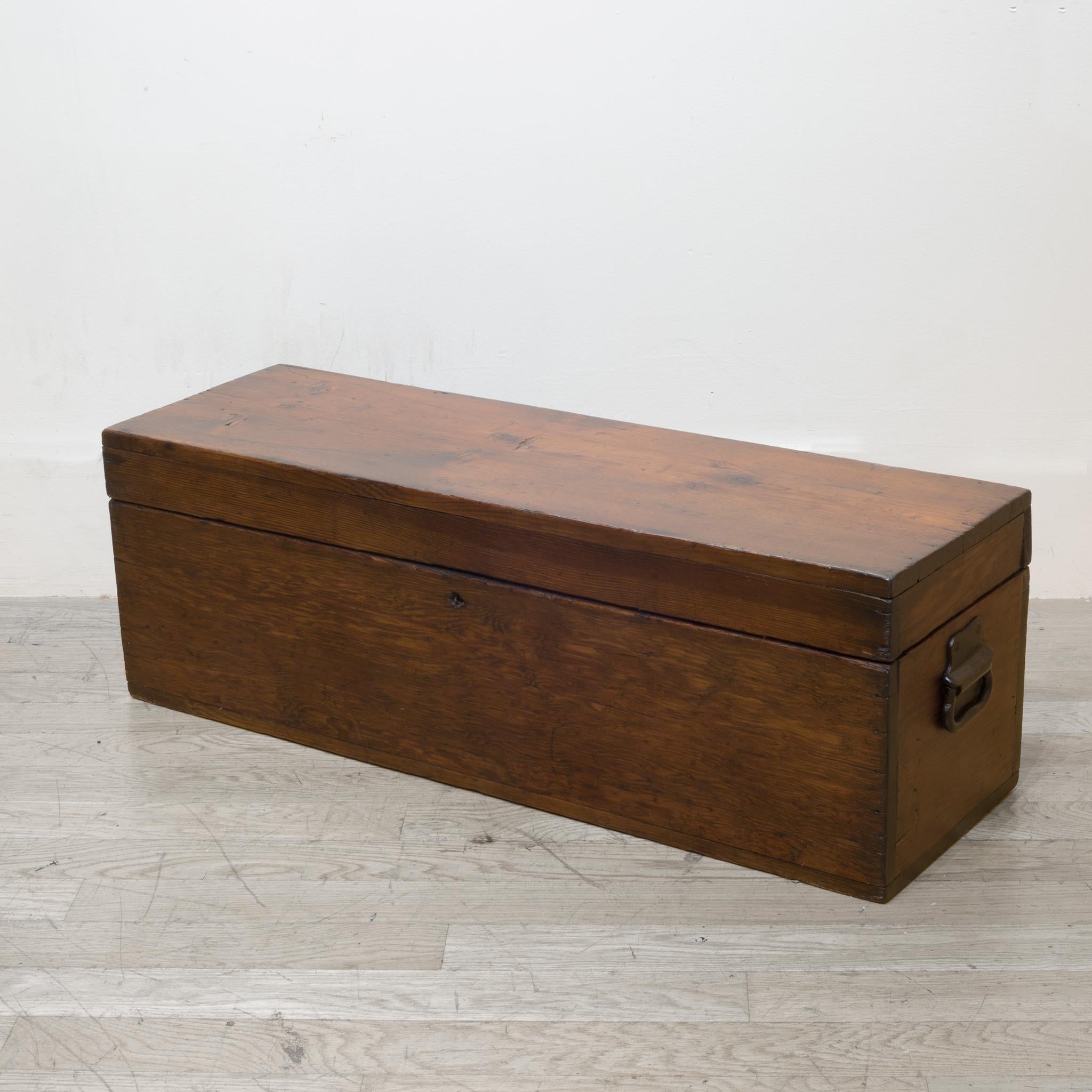 About

This is a handmade wooden chest with steel handles. Refinished in an oil and wax finish.

Creator: Unknown.
Date of manufacture: circa 1940.
Materials and techniques: Douglas fir, steel.
Condition: Good. Wear consistent with age and
