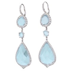 Handmade Drop Blue Topaz Slice Earrings