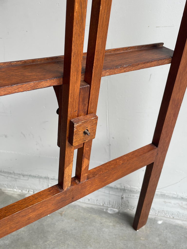 Handmade Dutch Arts and Crafts Solid Oak Floor Easel / Painting Display