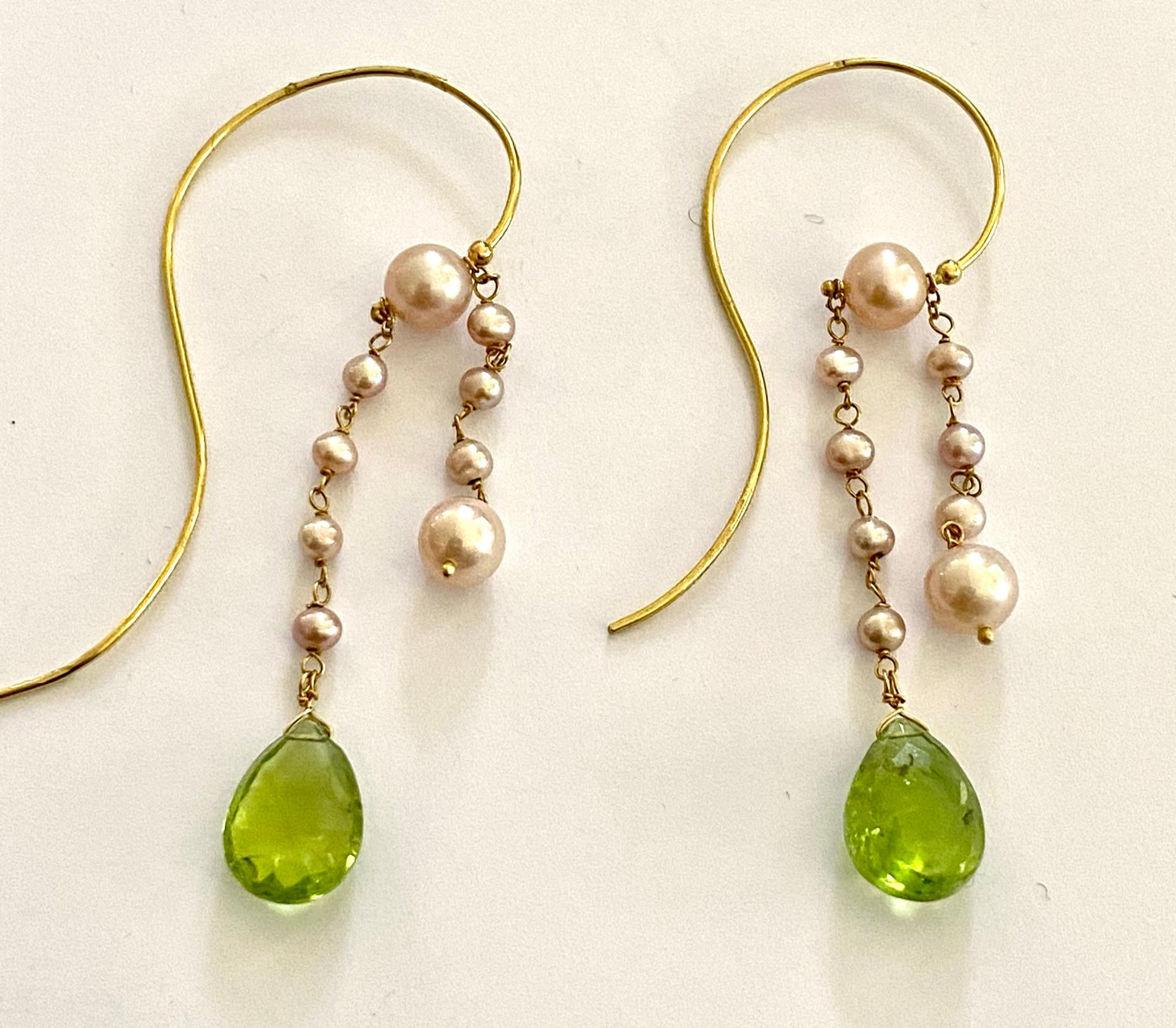 pearl and peridot earrings