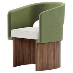 Handmade Édith Dining Chair in Velvet and Walnut Matte Finish by Nolita Harbour