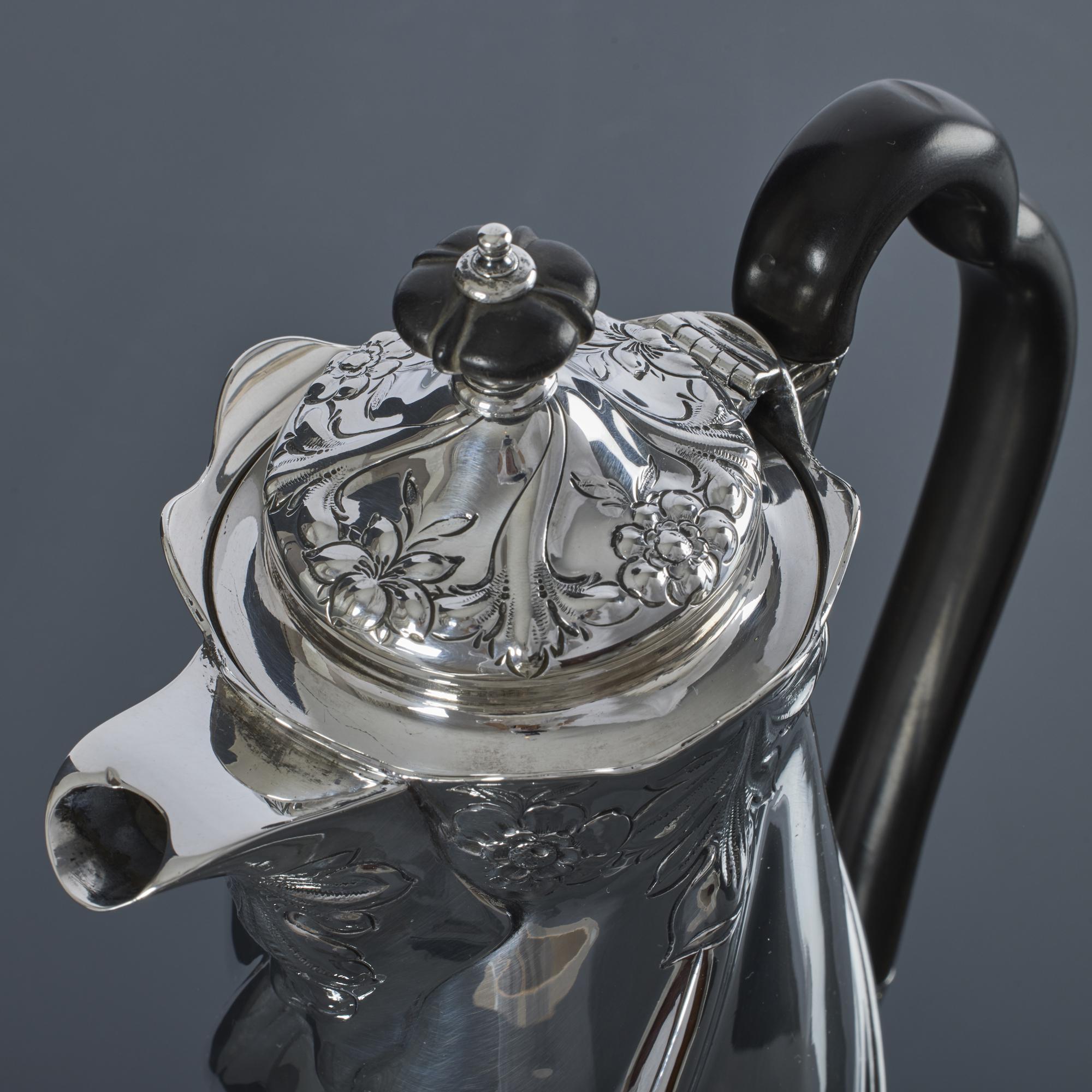 20th Century Stylised Art Nouveau silver coffee pot For Sale