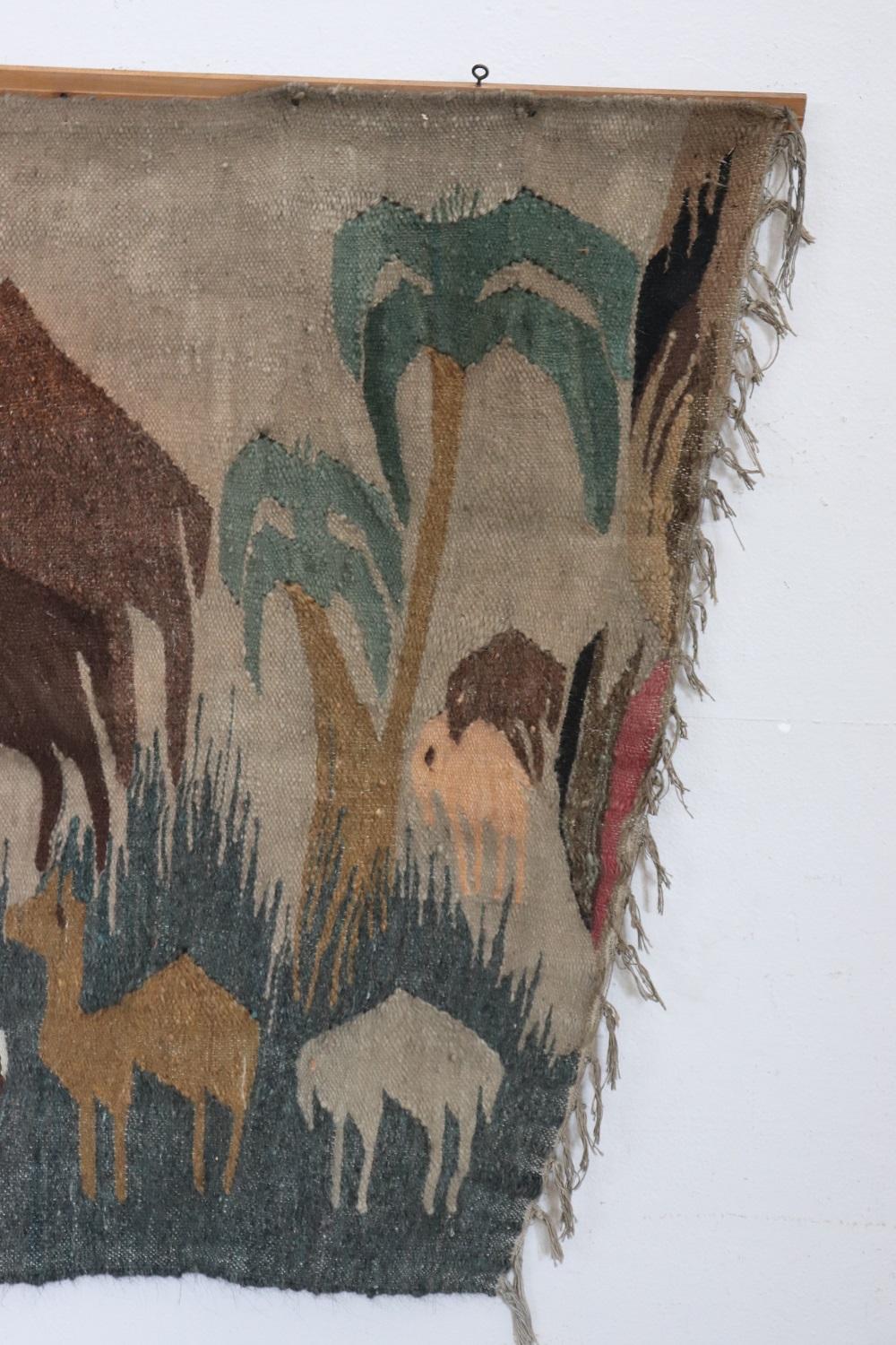 Handgefertigter ägyptischer Wandteppich oder Wandteppich, 1950er Jahre (Handgeknüpft) im Angebot