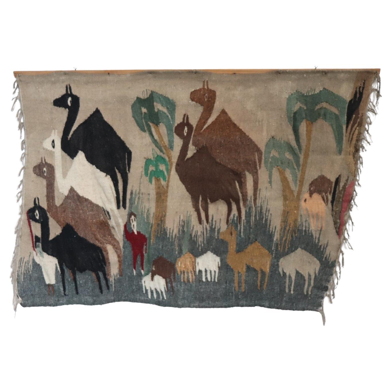 Handmade Egyptian Wall Tapestry or Wall Rug, 1950s For Sale