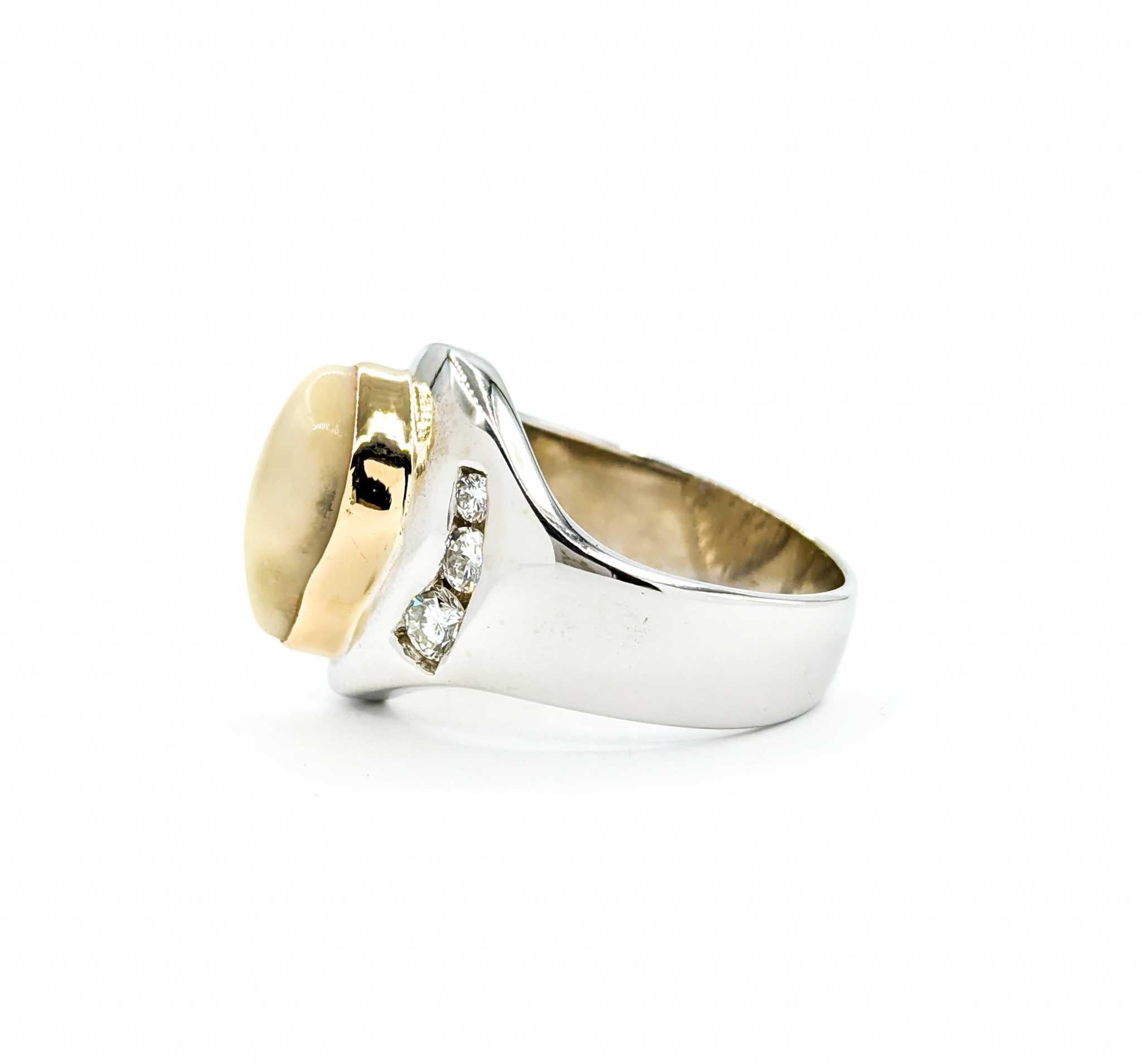 Handmade Elk Took Ring with Diamonds in Two Tone Gold For Sale 3