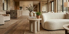 Handmade Ella Side Table in Plaster with Travertine Top by Nolita Harbour
