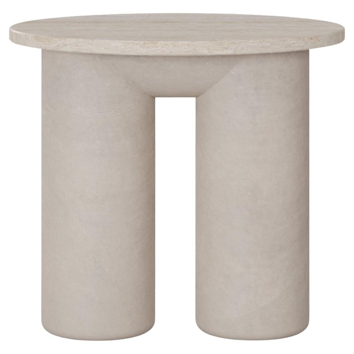 Handmade Ella Side Table in Plaster with Travertine Top by Nolita Harbour