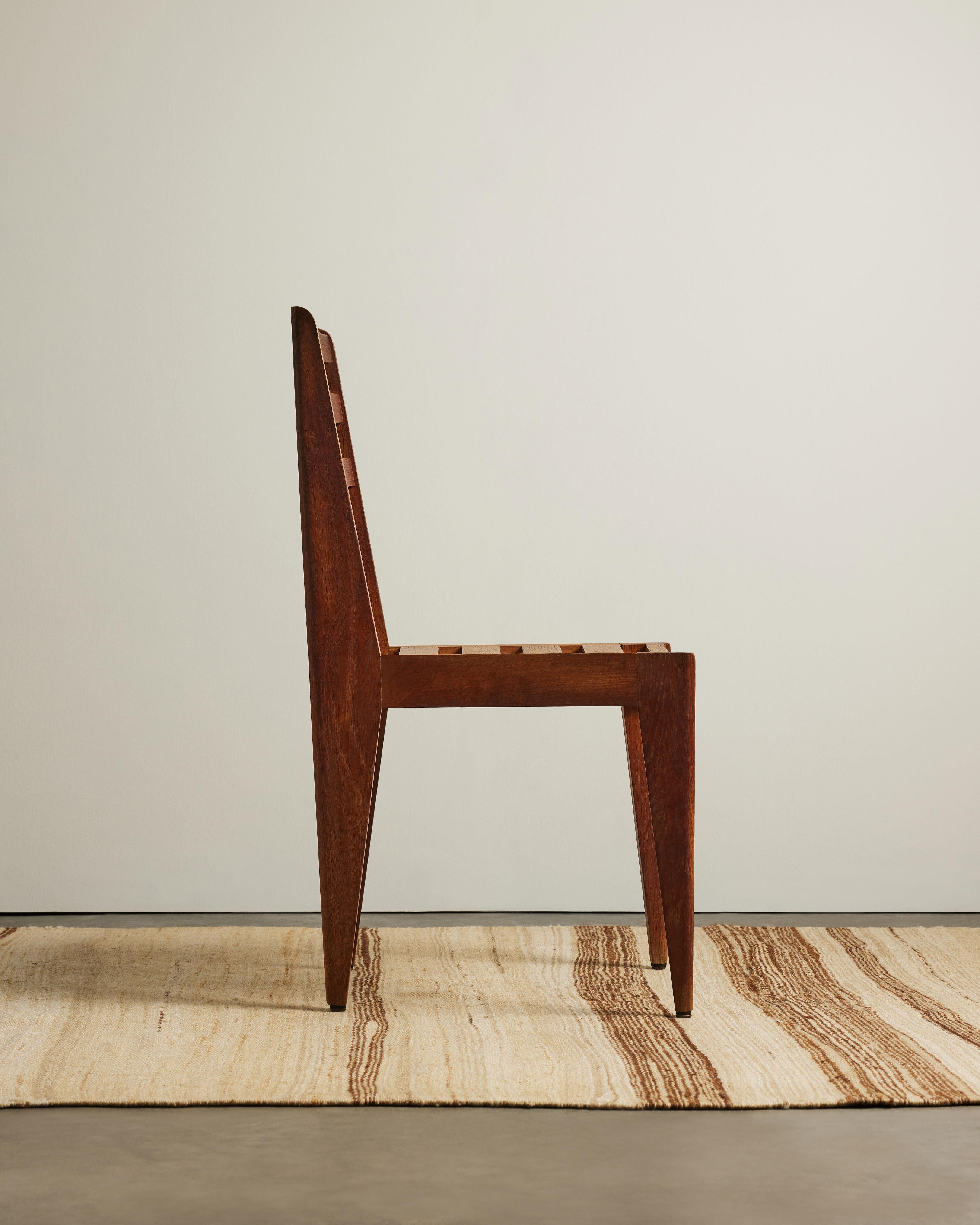 Handmade Elm Side Chair by Gustave Gautier, France, c. 1950 im Angebot 2
