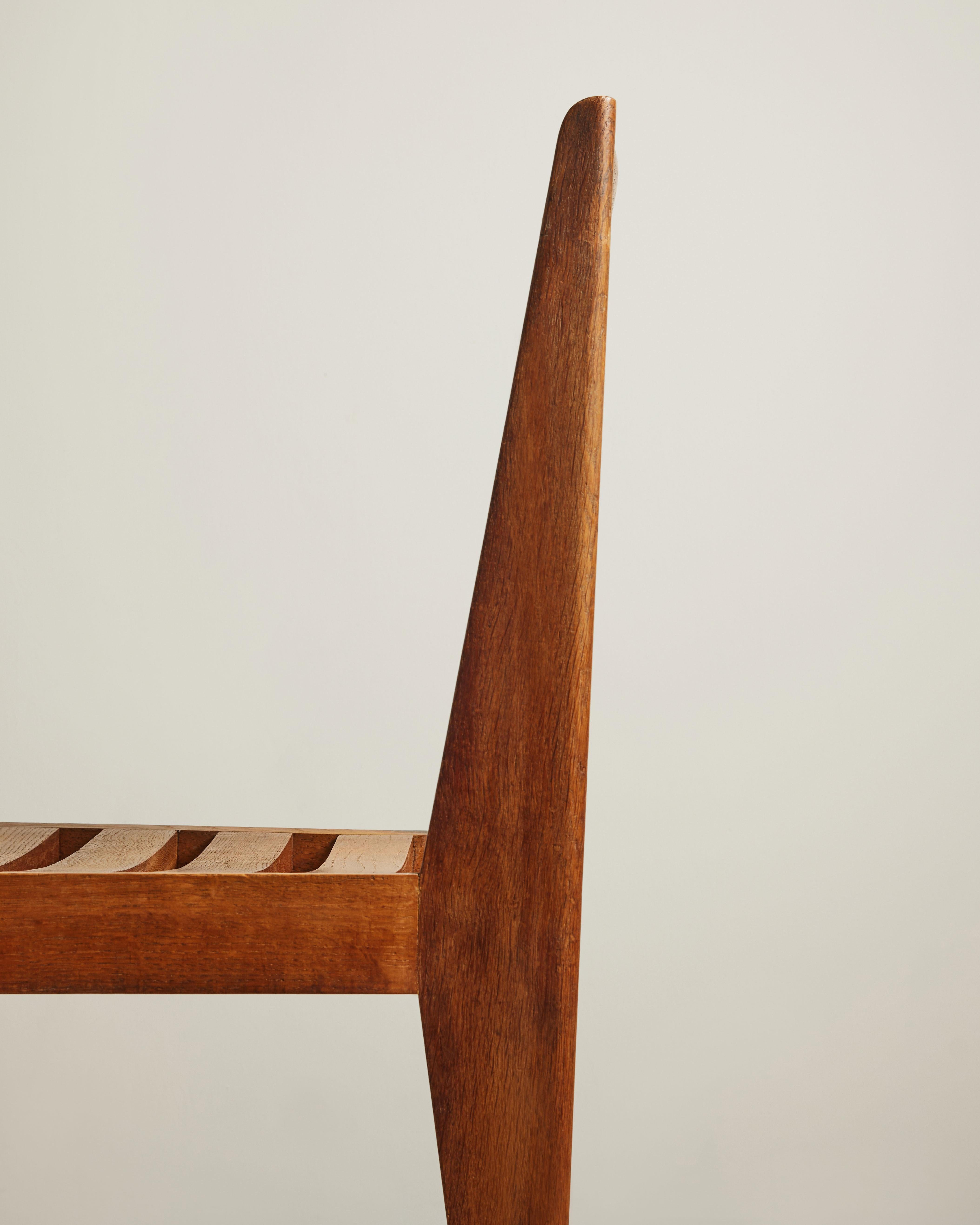 Handmade Elm Side Chair by Gustave Gautier, France, c. 1950 im Angebot 4
