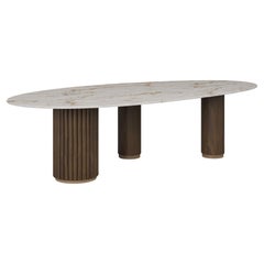 Table de salle à manger Élodie faite main avec pieds en noyer mat par Nolita Harbour